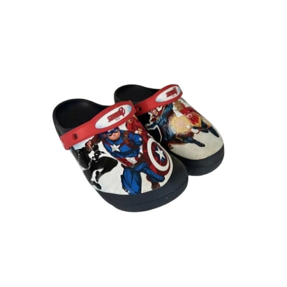 Crocs Kids Youth Size 12 Slip On Round Toe Marvel Avengers Clog Slippers Blue